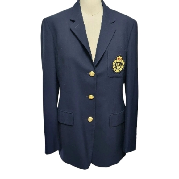 Lauren Ralph Lauren Jackets & Blazers - Lauren Ralph Lauren Vintage Navy Blue Blazer with Crest & Gold Buttons Size 6